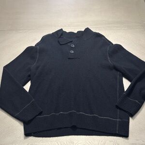 Men's Classic Black Buttoned Crewneck Sweater